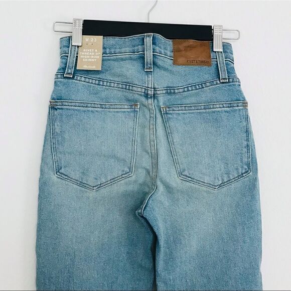New! Madewell Rivet & Thread 11" High Rise Japanese Gordon Wash Skinny Jeans - Picture 8 of 15